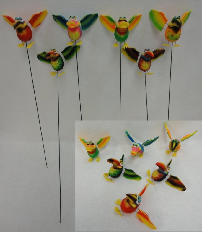 Yard Stake [JUMBO Tropical Birds with Springing Wings]